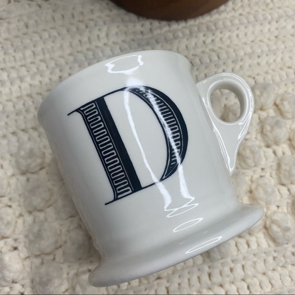 ANTHROPOLOGIE Porcelain Ceramic Monogram Coffee Tea Cup Mug “D” Initial - Picture 3 of 7